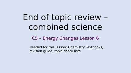 AQA C5 - Energy changes - 6 lessons