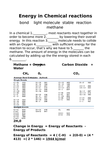Bond energy calculation : exothermic reaction