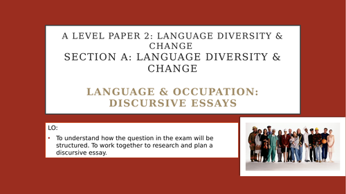 A Level English Language: Paper 2 Language Diversity - Occupation