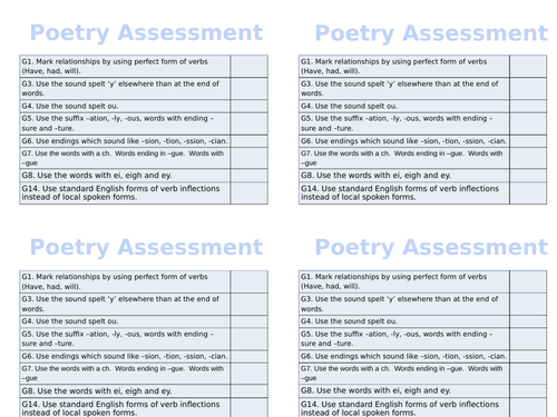 Poetry Assessment Tool and Checklist for children