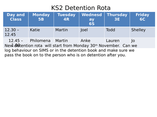 Need to set up a lunchtime detention?