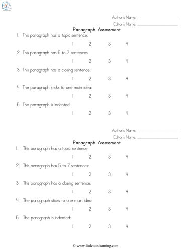 Paragraph Writing Activities with Graphic Organizers and Assessment