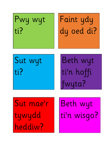 Slot Drilio - Welsh Questions for Year 1