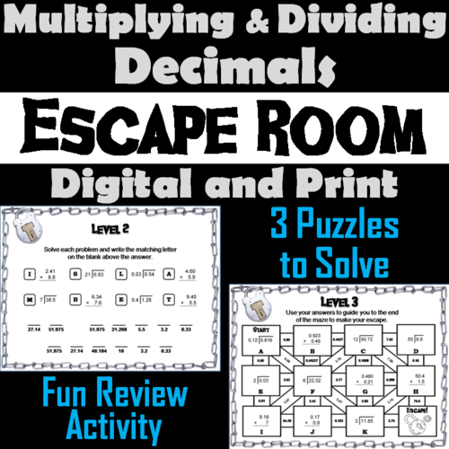 Multiplying and Dividing Decimals Escape Room