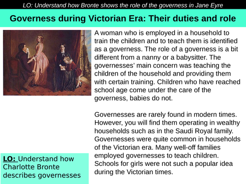 Jane Eyre role of the governess KS3