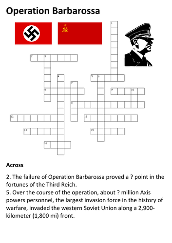 Operation Barbarossa Crossword Teaching Resources