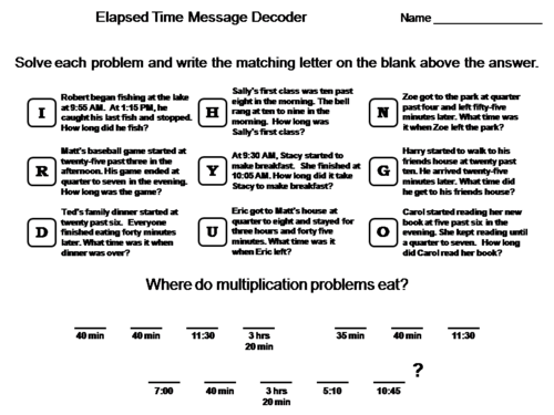 Elapsed Time Activity: Math Message Decoder