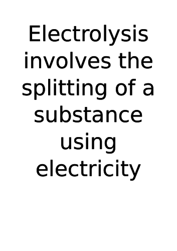 KS4 New GCSE 9-1: Electrolysis Lesson 1