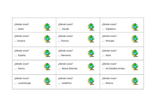 Dónde vives - Quiz Quiz Trade with countries