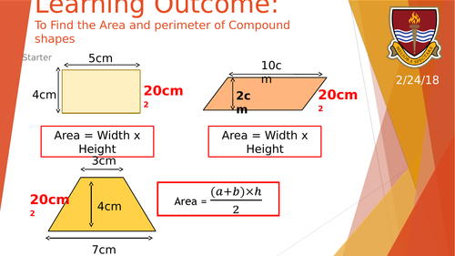 Area and perimeter of compound shapes