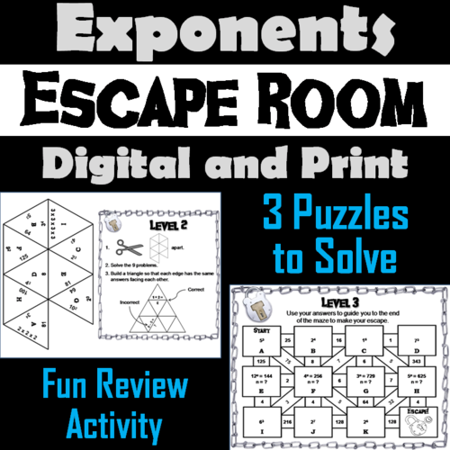 Exponents Game: Escape Room Math