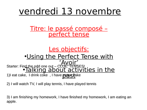 The perfect tense in French