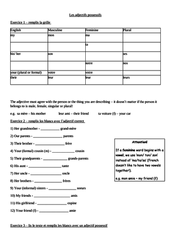 Possessive adjectives | Teaching Resources