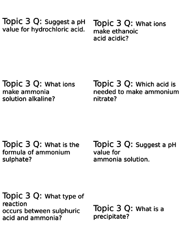Edexcel 9-1 TOPIC 3 Chemical changes (Electrolysis and Acids)  REVISION CARDS Q + ans PAPER 1