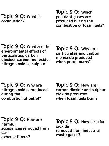Edexcel 9-1 TOPIC 8 FUELS AND EARTH SCIENCE PAPER 2 REVISION CARDS Q and ANS