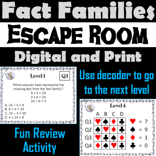 Multiplication and Division Fact Families Escape Room