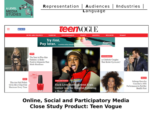 AQA A Level Media Teen Vogue & The Voice Online CSP SOW