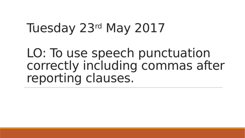 KS2 Year 3/4: Speech Punctuation Whole Lesson