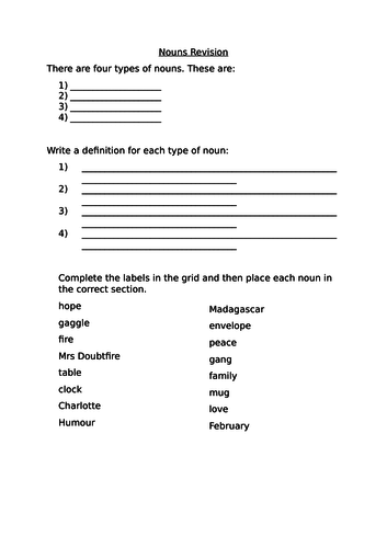 Nouns revision activities