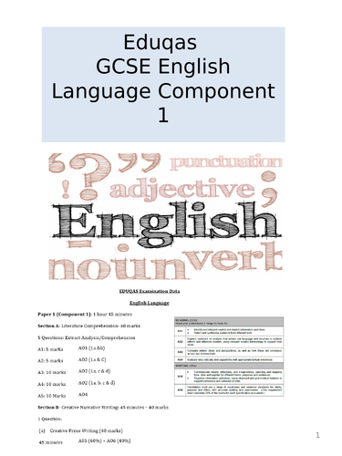 Eduqas Language Component 1 revision/work booklet