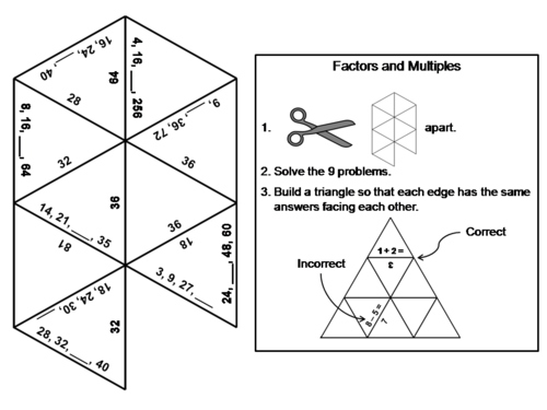 Factors and Multiples Game: Math Tarsia Puzzle