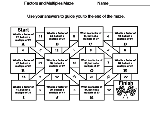 Factors and Multiples: Math Maze
