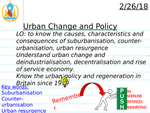 Lesson 2 AQA A Level Geography Urban Change