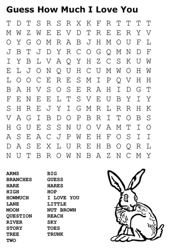 Guess How Much I Love You Word Search