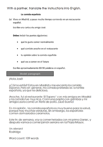 KS3/4 Spanish - Writing an Open-Response for GSCE (Edexcel & AQA) |  Teaching Resources