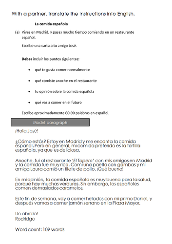 KS3/4 Spanish - Writing an Open-Response for GSCE (Edexcel & AQA)