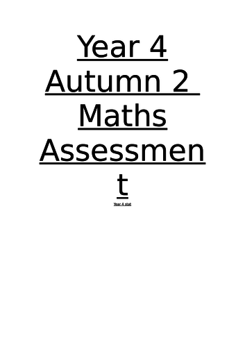 Year4 - Autumn 2 Maths test