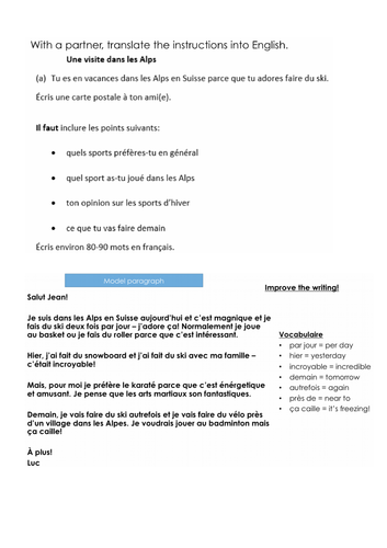 KS3/4 French - Writing an Open-Response for GSCE (Edexcel & AQA)