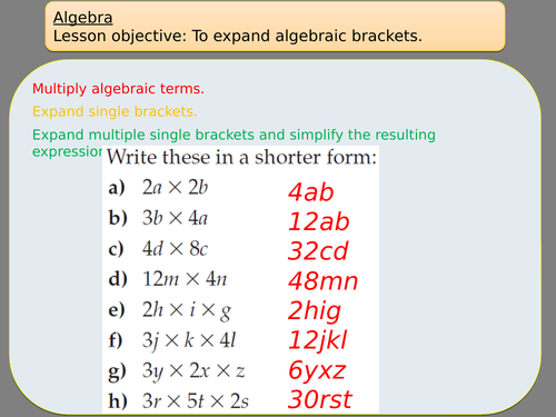 Expanding brackets fluency and problem solving