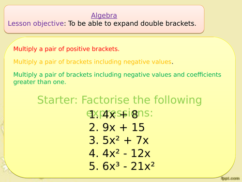 Expanding double brackets fluency problem solving