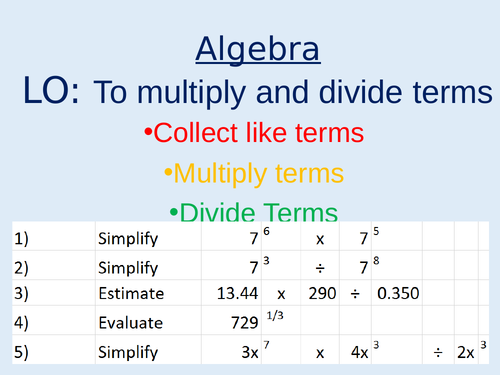 Multiply and Divide terms