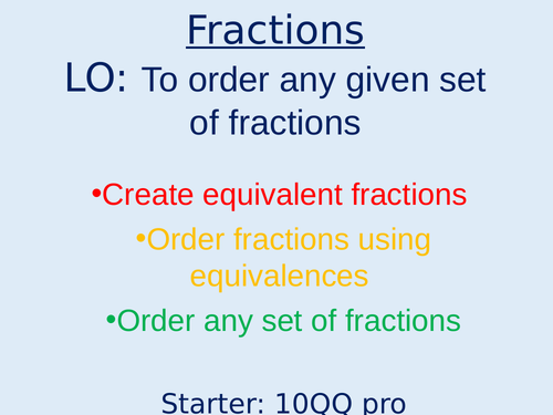 ordering fractions problem solving