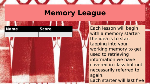 The Handmaids Tale Revision Memory Starter Activities