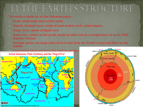 Outline of earthquake and volcanoes, including tectonic plates, types of volcano, case studies.