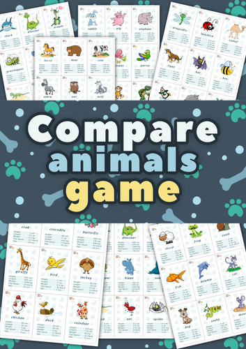 Comparative & Superlative Adjectives | Compare Animals Game | ESL Grammar Activity | Printable PDF