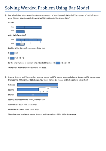 Solving Word Problems Using Bar Model - Addition and Subtraction