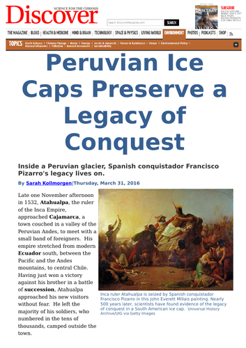 Peruvian Ice Caps Preserve a Legacy of Conquest