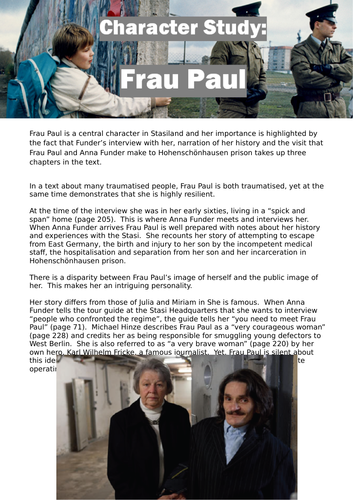 Stasiland - Character Study: Frau Paul