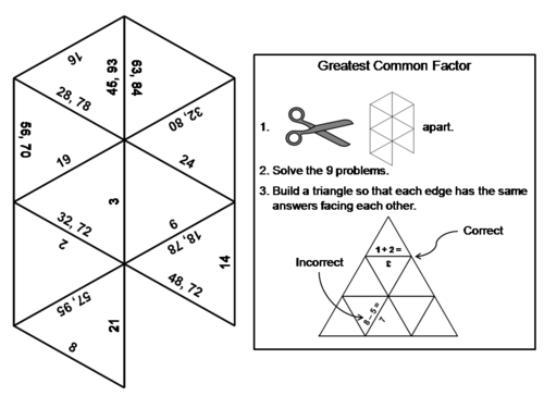 Greatest Common Factor Game: Math Tarsia Puzzle