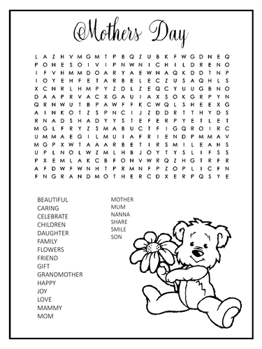 mothers day word search teaching resources