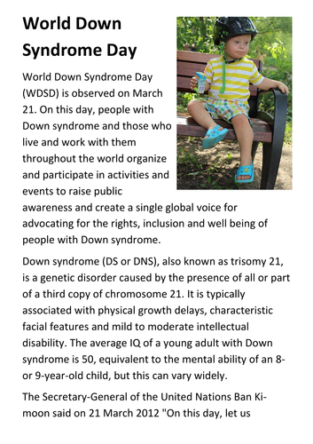 World Down Syndrome Day Handout
