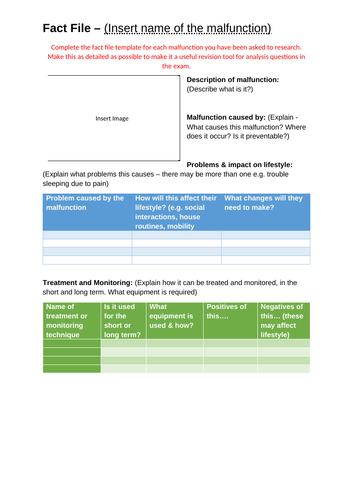 Unit 4 Anotamy and Physiology Fact file