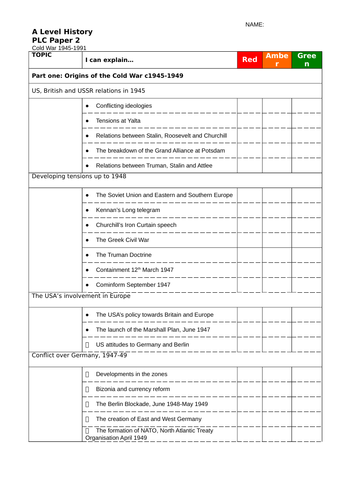 AQA A Level WHOLE PAPER 2R Cold War PLC