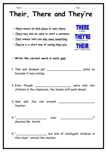 There, their and they're - Activity Booklet