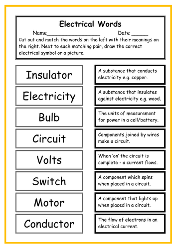 Circuits and Conductors - Units of Work
