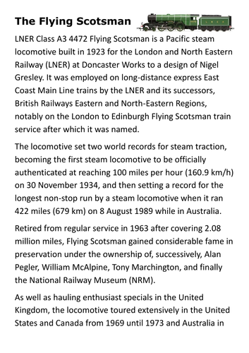 The Flying Scotsman Handout